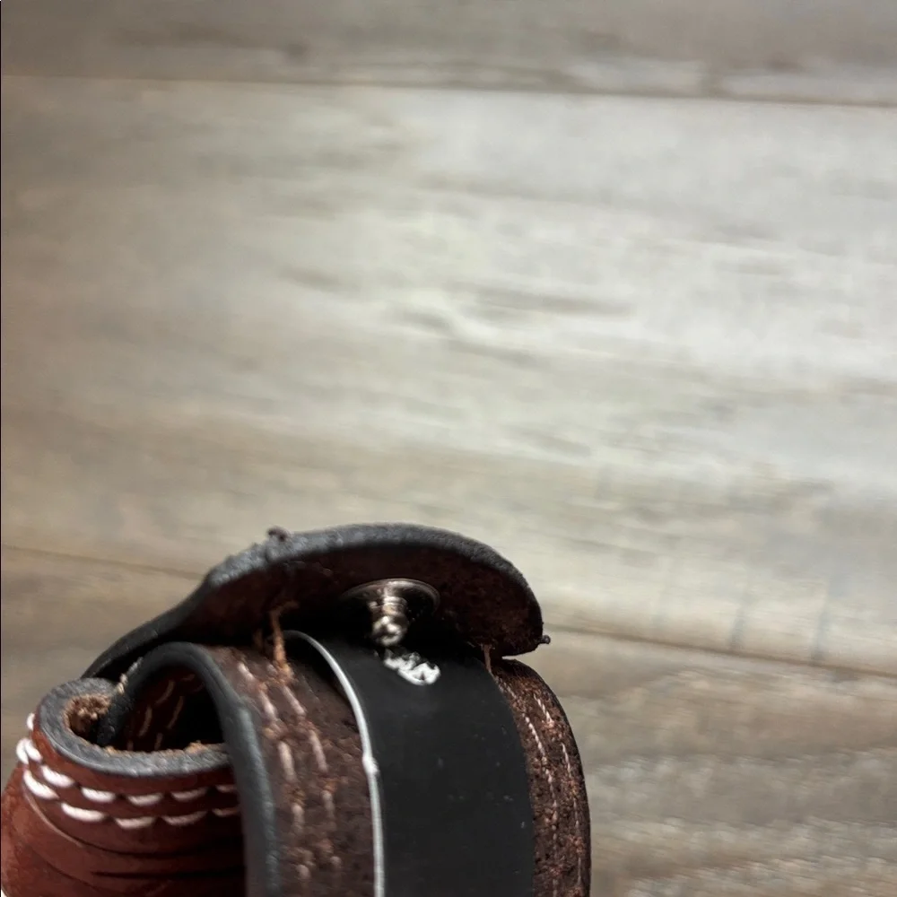 Ridge Mountain Genuine tooled leather,double stitch,antique silver buckle Wester